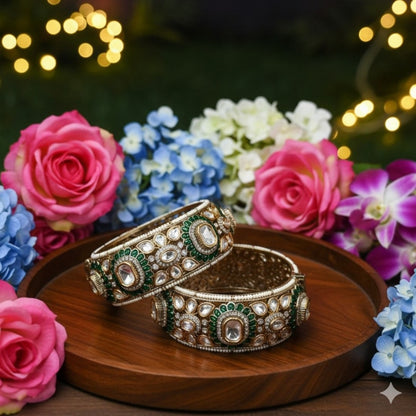 Mehandi Polish Openable Polki Kada Bangles