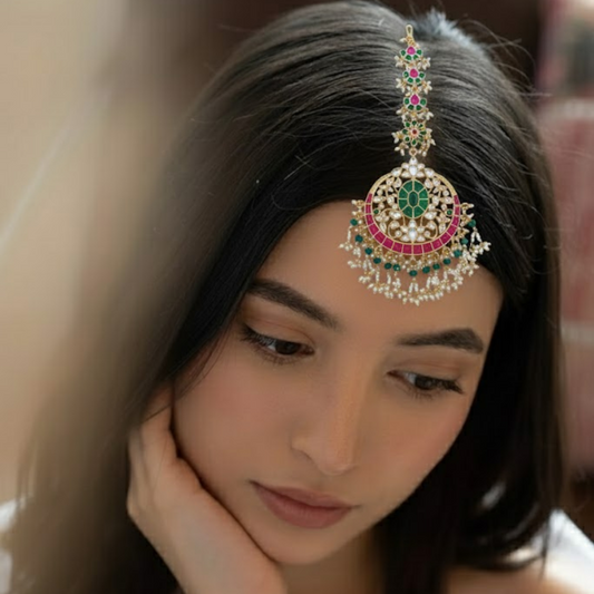 Exquisite Floral Meenakari Kundan Necklace with Pink, Green, and White Pearls
