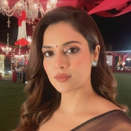 Elegant Gold-Plated Kundan Stud Earrings with Crystal Accents