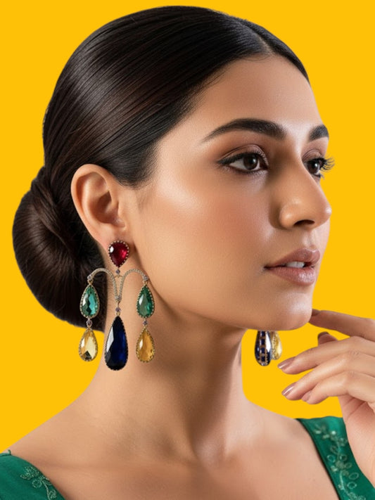 Multicolor Teardrop Dangler Earrings