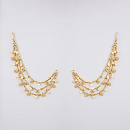 Traditional Gold Plated Pearl Kaan Chain for Women