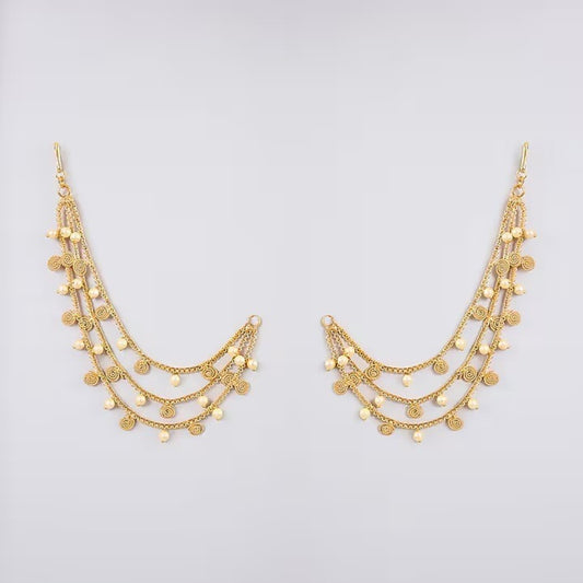 Traditional Gold Plated Pearl Kaan Chain for Women