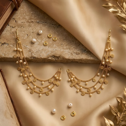 Traditional Gold Plated Pearl Kaan Chain for Women