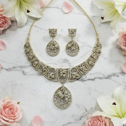 Premium Gold-Plated Bridal Necklace & Earrings Set