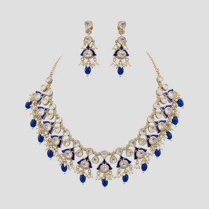Gold-Plated Kundan Necklace Set With Earrings