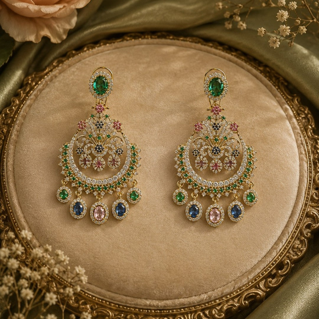 Luxury Multicolor CZ Chandelier Earrings for Women
