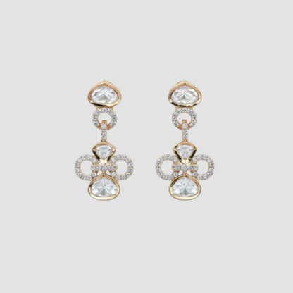 "Gold-plated Kundan necklace set with teardrop stones and matching earrings for women"