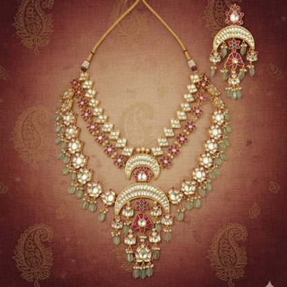 Bridal Kundan Polki Necklace Set with Earrings