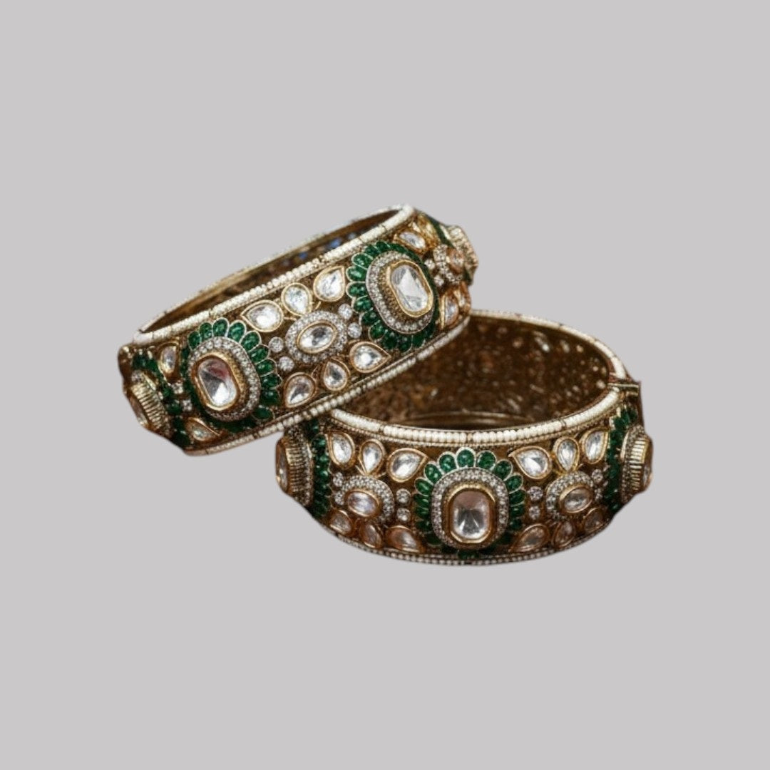 Mehandi Polish Openable Polki Kada Bangles