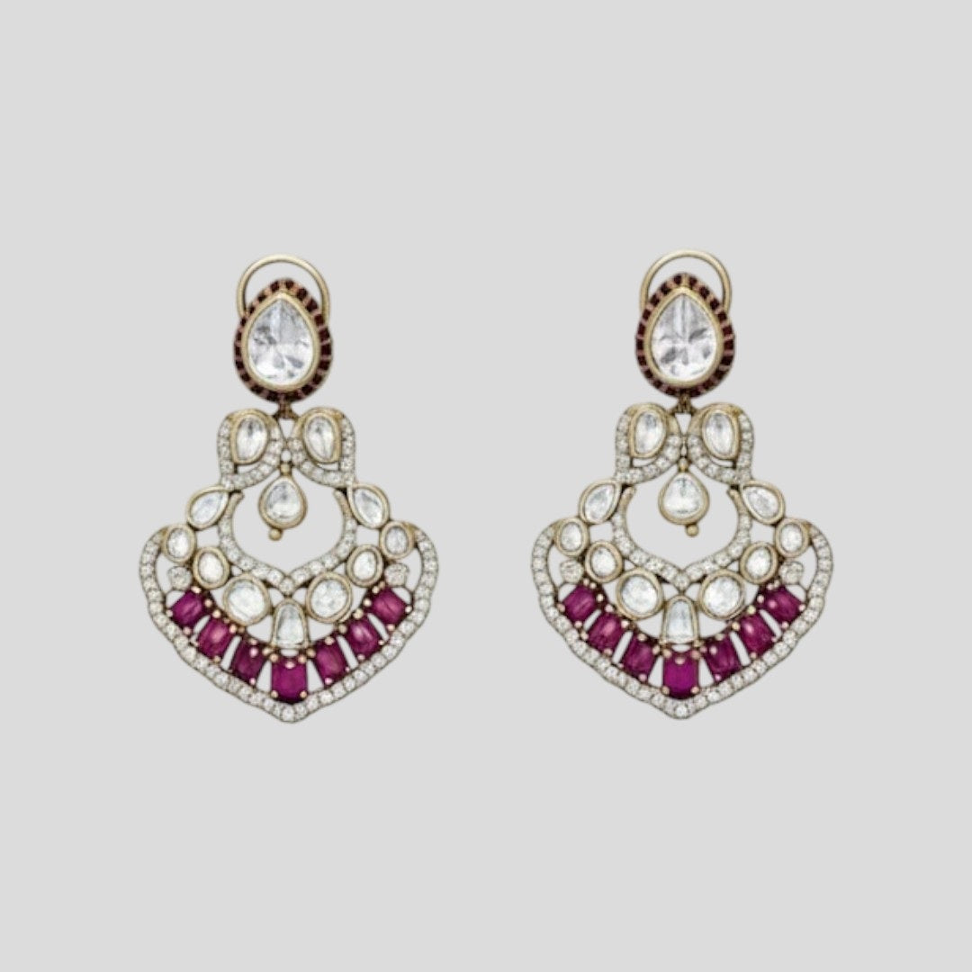 Ruby Kundan Bridal Necklace Set with Gold Plating and Matching Earrings – Heavy Wedding Jewellery”