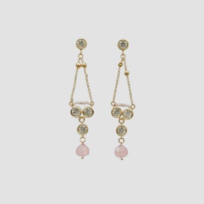 Gold-Plated Double-Layer Crystal Necklace Set With Earring