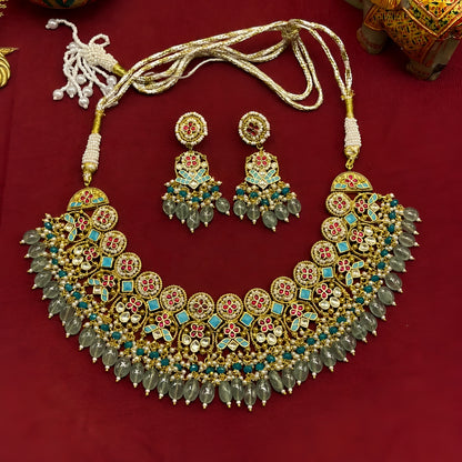 Statement Kundan Collar Necklace & Chandbali Set