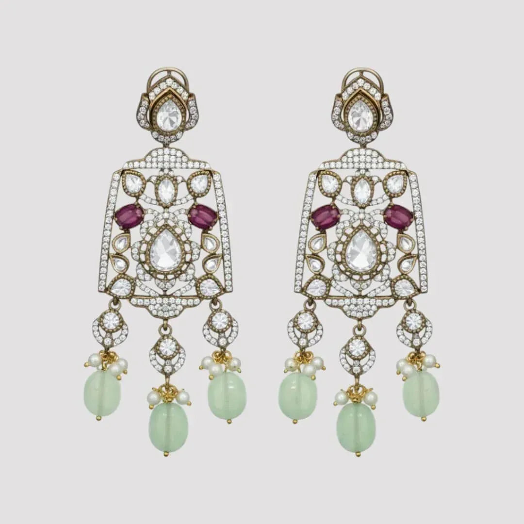 Bridal Kundan Choker Necklace Set with Green Beads & Ruby Stones - Auraa Trends