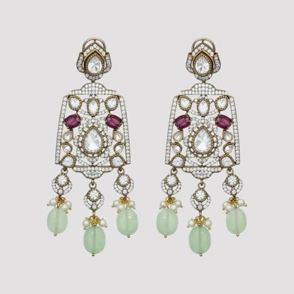 Bridal Kundan Choker Necklace Set with Green Beads & Ruby Stones - Auraa Trends