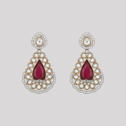 “Bridal Kundan choker necklace set with ruby red stones and matching earrings – Polki wedding jewelry”