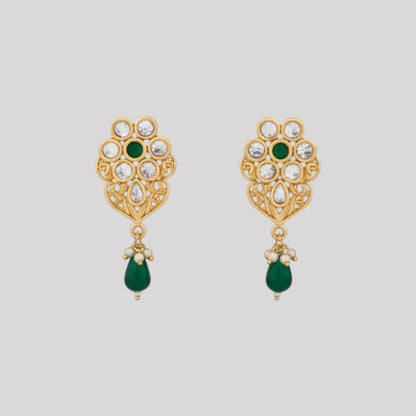 Elegant Green Gemstone Necklace and Earrings Set