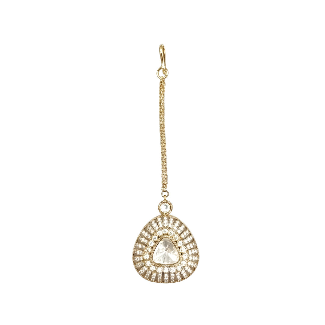 Gold-Tone Crystal Teardrop Maang Tikka for Women