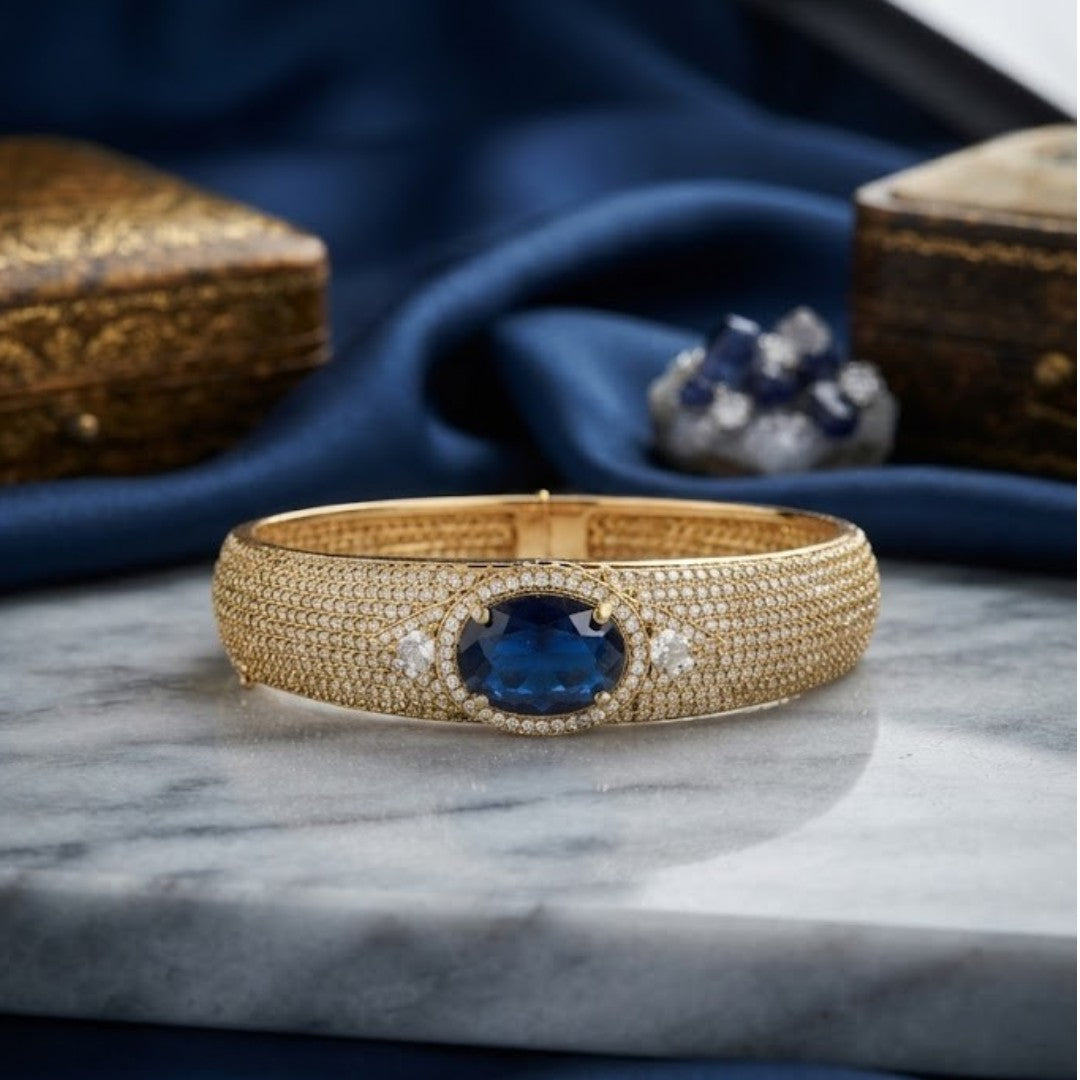 Blue stone gold finish designer bracelet for women