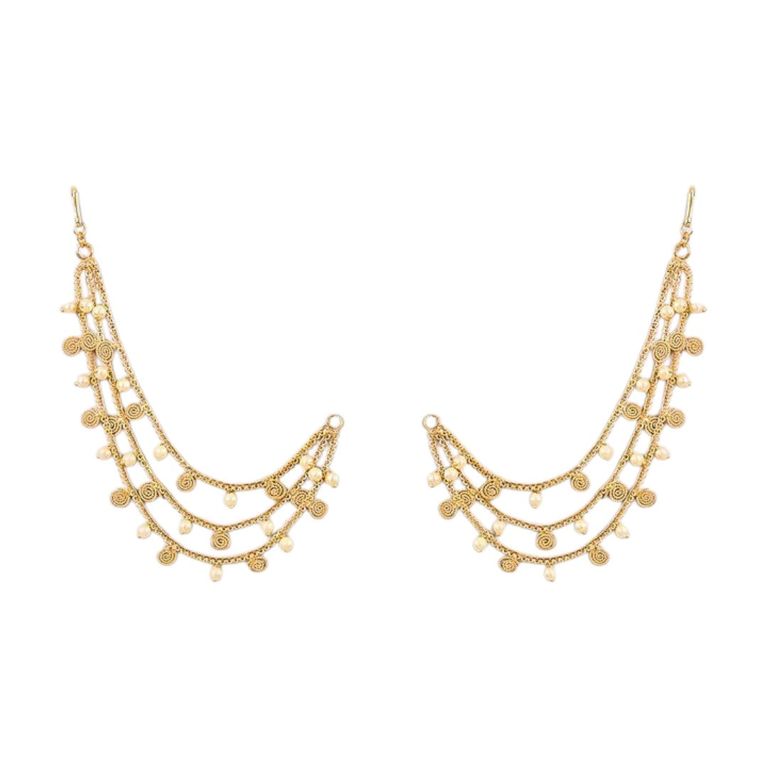 Traditional Gold Plated Pearl Kaan Chain for Women