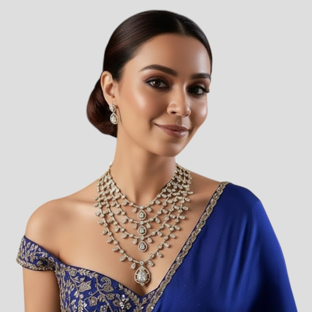 Premium Multi-Layered Kundan Necklace Set with Pastel Pink & Green Stones