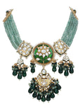 Load image into Gallery viewer, Green Kundan Statement Necklace Set

