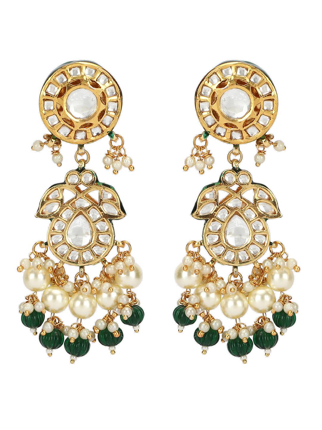Elegant Green Kundan Long Necklace Set