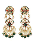 Load image into Gallery viewer, Elegant Green Kundan Long Necklace Set
