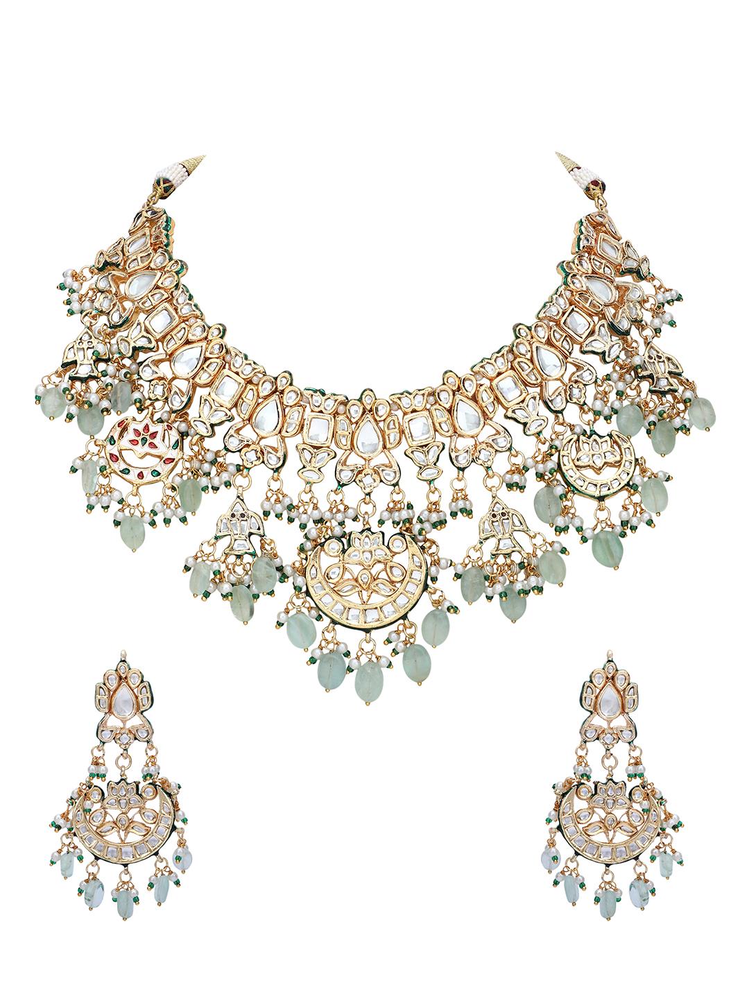 Ornate Gold Kundan Necklace Set