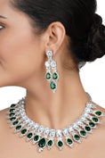 Load image into Gallery viewer, Elevate Your Style with Rhodium Finish Diamante Necklace Set
