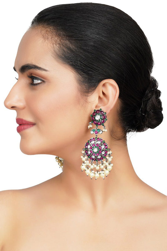 Enchanting Gold Plated Kundan Polki Earrings