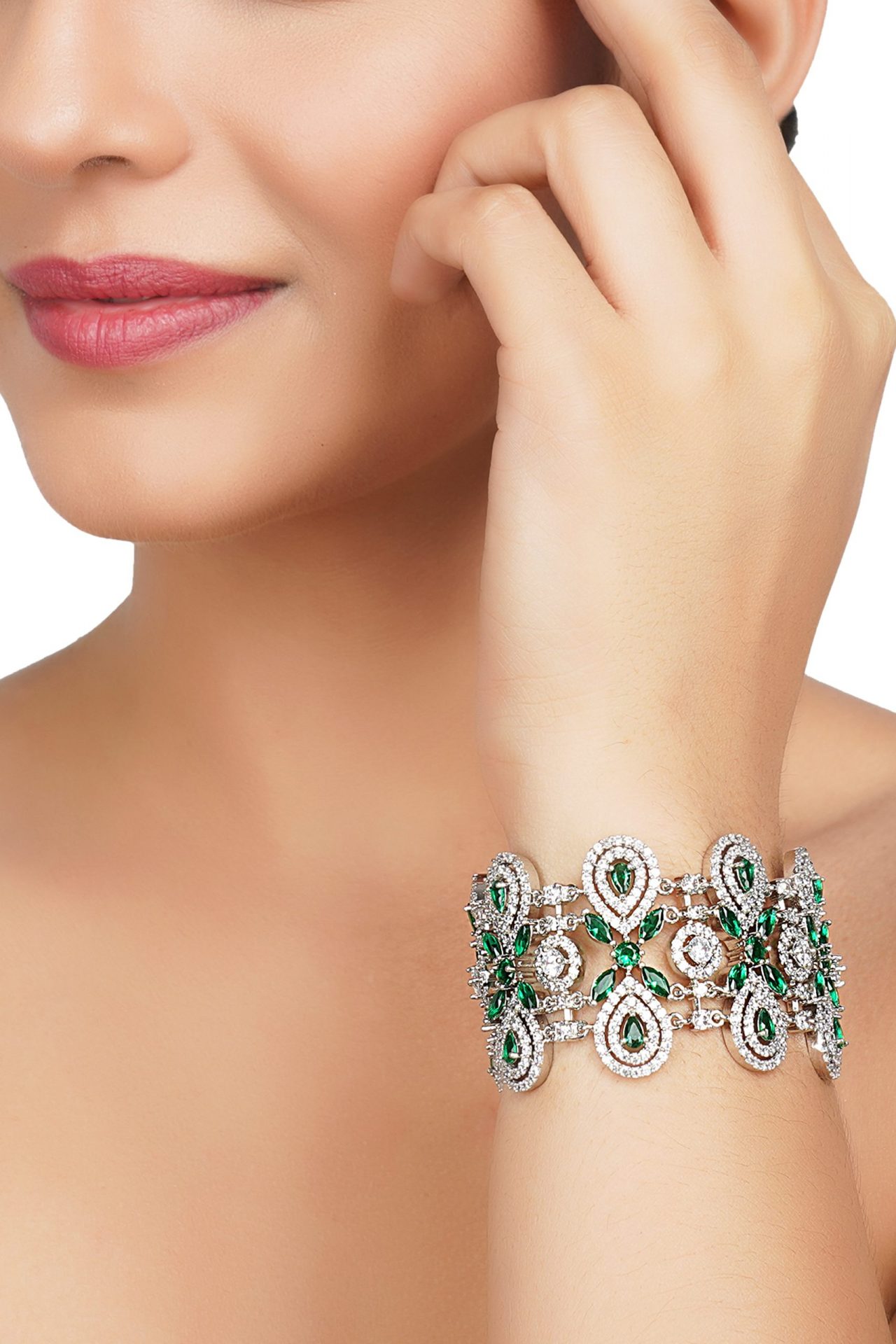 Alluring Rhodium Finish Diamond Studded Bracelet