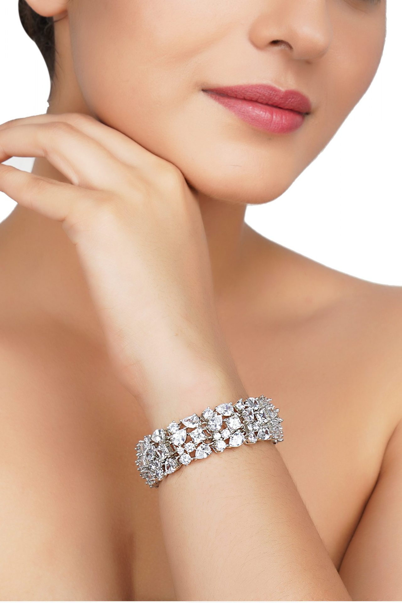 Classy Rhodium American Diamond Bracelet