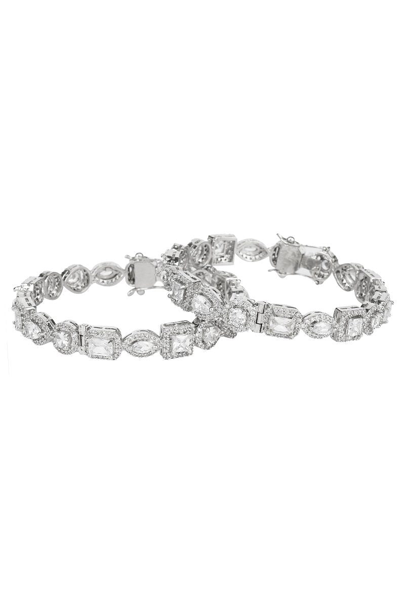 Sophisticated Silver Finish Diamond Studded Bracelet