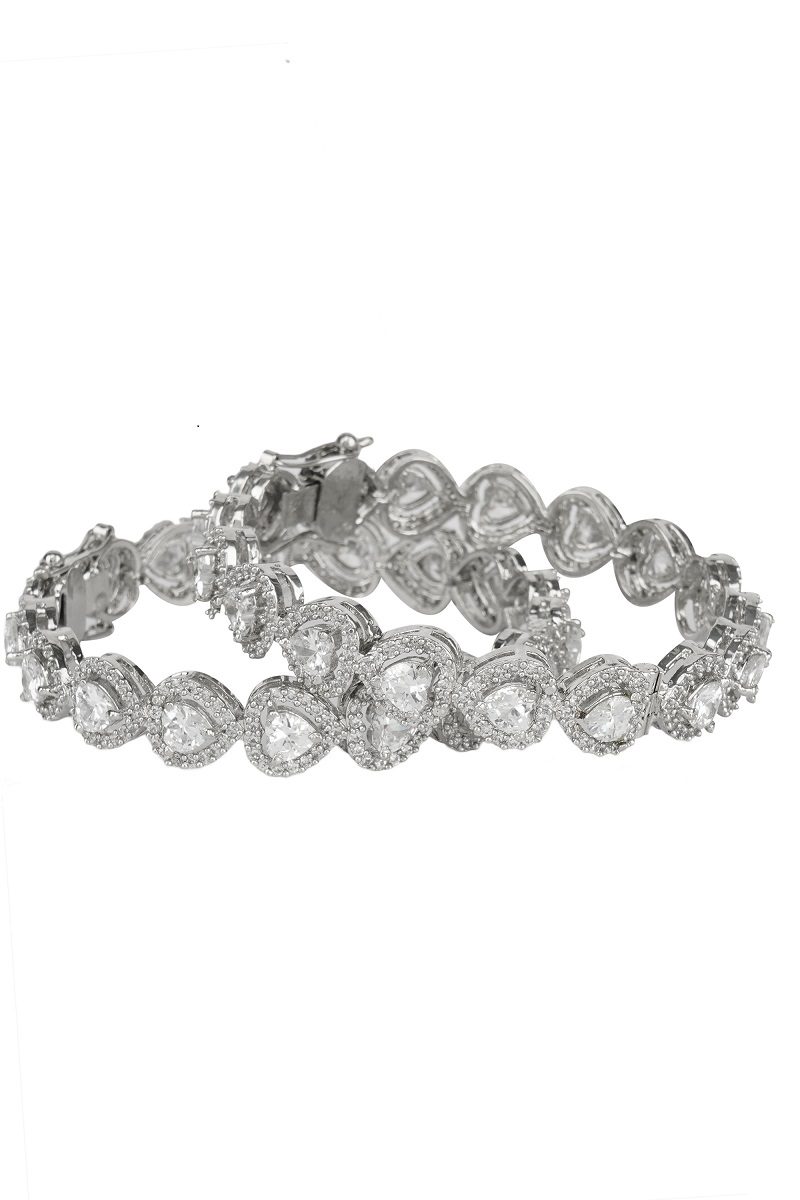 Precious Silver Finish Diamond Studded Bracelet