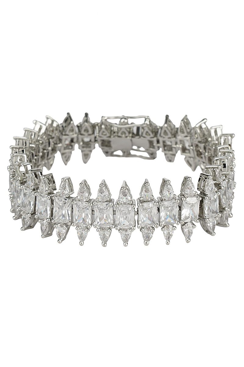 Mesmerizing Rhodium Finish Diamond Studded Bracelet