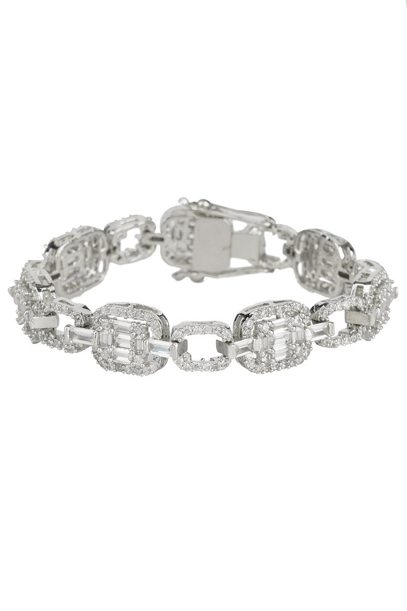Delicate Silver Finish Diamond Studded Bracelet