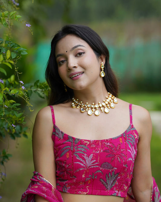 Gold Plated Kundan Radiant Choker Set For Women