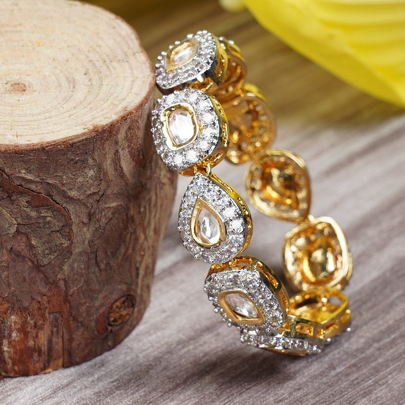 Stunning Gold Finish Diamond Studded Bracelet