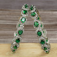 Load image into Gallery viewer, Ornate Rhodium Finish Green Diamond Studded Bracelet

