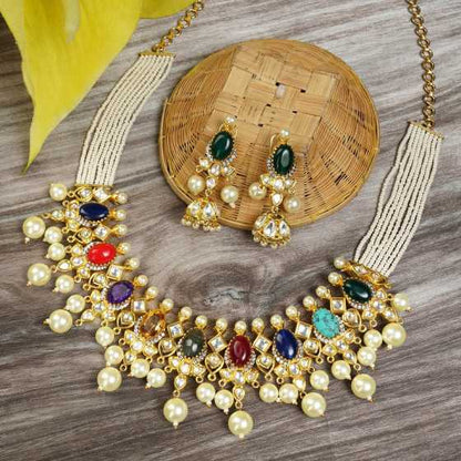 Order Lustrous Gold Plated Kundan Pearl Necklace Set