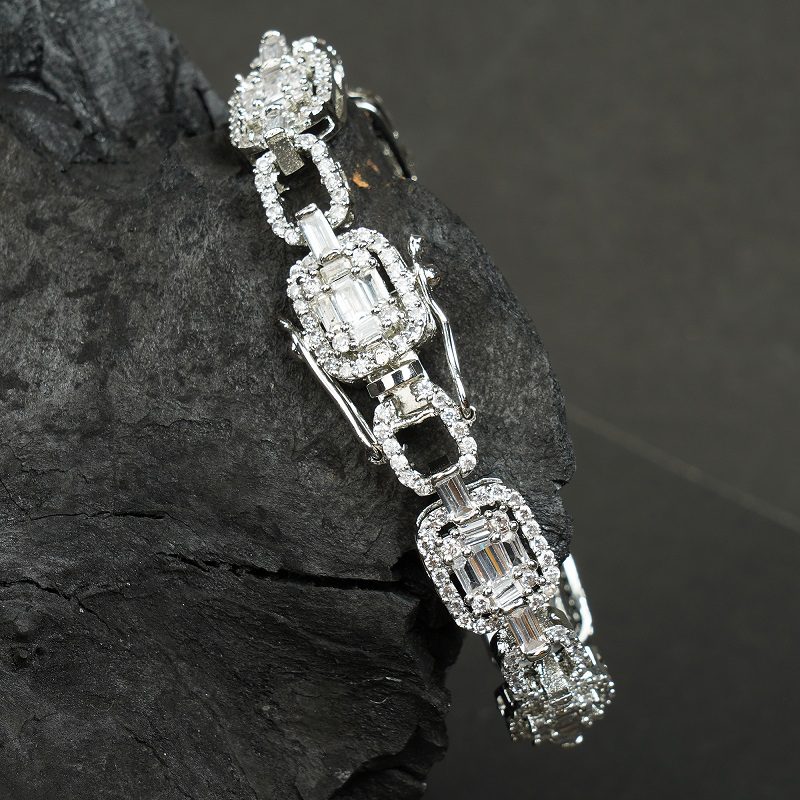 Delicate Silver Finish Diamond Studded Bracelet
