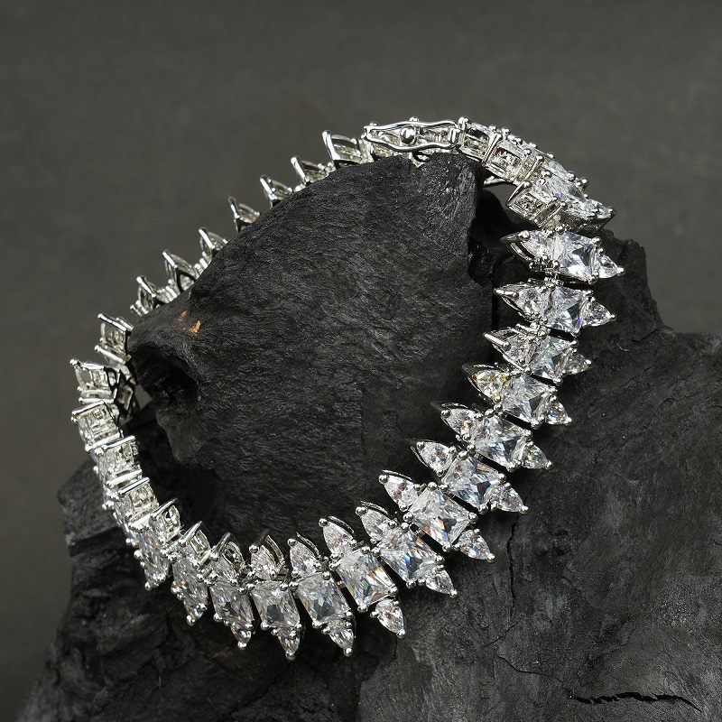 Mesmerizing Rhodium Finish Diamond Studded Bracelet