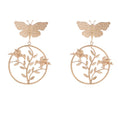 Load image into Gallery viewer, Sophisticated Butterfly Rose Gold Circle Drop earring
