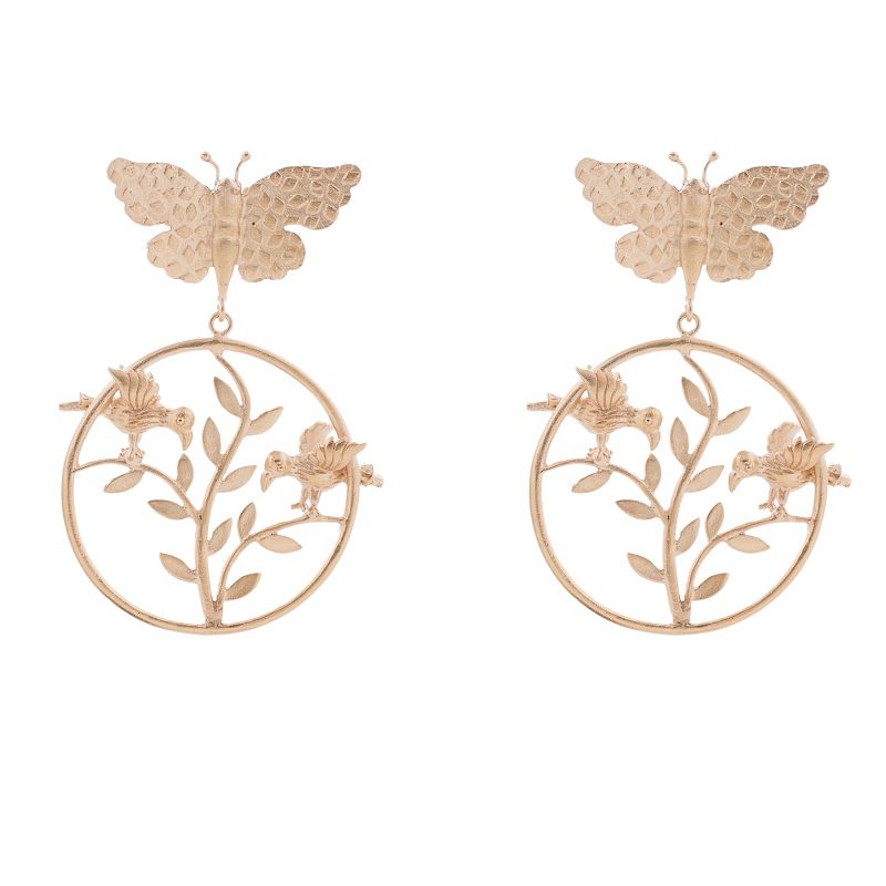 Sophisticated Butterfly Rose Gold Circle Drop earring