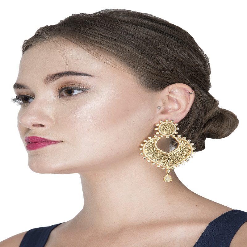 Grand Gold-Plated Statement Chandbali Earrings