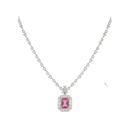 Elegant diamond-style necklace and earring set for weddings and special occasions.
