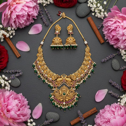 Premium Gold-Plated Temple Necklace Set for Women