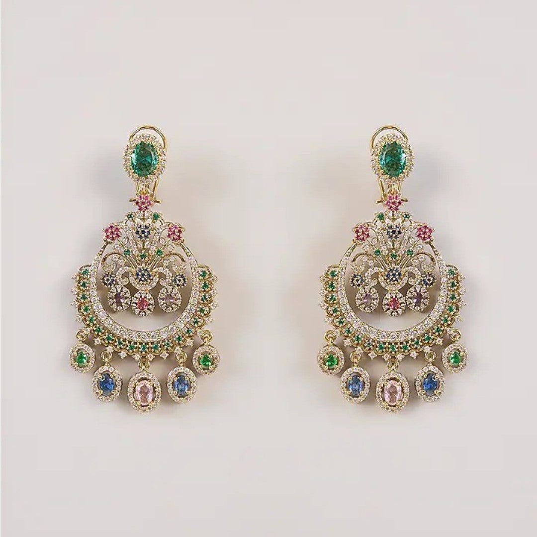 Luxury Multicolor CZ Chandelier Earrings for Women