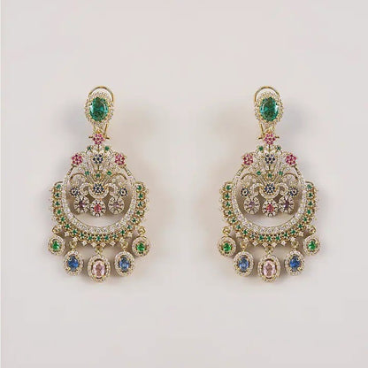 Luxury Multicolor CZ Chandelier Earrings for Women