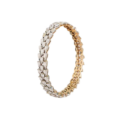 Silver tone AD studded designer bangle bracelet set with sparkling white stones